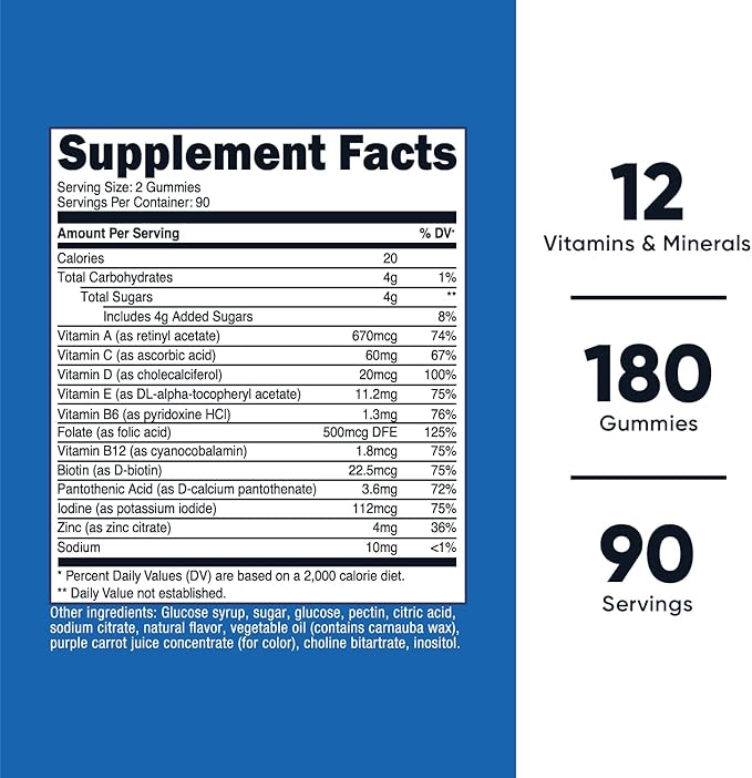 Nutricost Multivitamin Gummies 180 Gummies (Mixed Berry Flavored Gummies) - 90 Serv, Gluten Free, Non-GMO, and Vegetarian Friendly