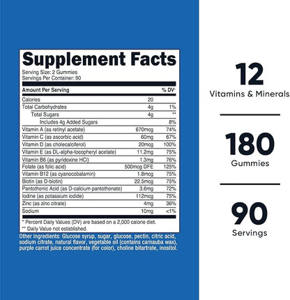 Nutricost Multivitamin Gummies 180 Gummies (Mixed Berry Flavored Gummies) - 90 Serv, Gluten Free, Non-GMO, and Vegetarian Friendly