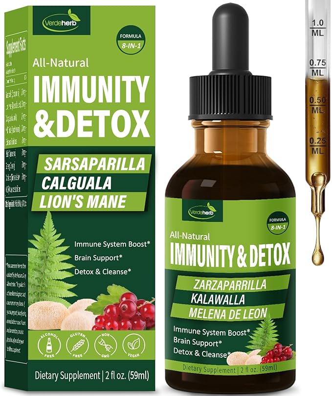 Polypodium Leucotomos Immunity & Detox Herbal Drop: Extracts from 8 Herbs, Boost Immunity, Supports Brain Health, Detoxification & Cleansing, 2 fl oz