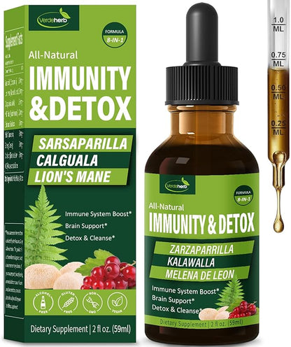 Polypodium Leucotomos Immunity & Detox Herbal Drop: Extracts from 8 Herbs, Boost Immunity, Supports Brain Health, Detoxification & Cleansing, 2 fl oz