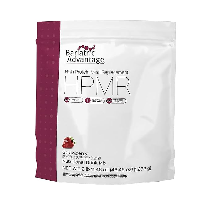 Bariatric Advantage High Protein Meal Replacement Drink Mix, Protein Powder Whey Isolate for Gastric Bypass and Sleeve Gastrectomy Patients, 27g Protein, Lactose Free - Strawberry - 28 Servings