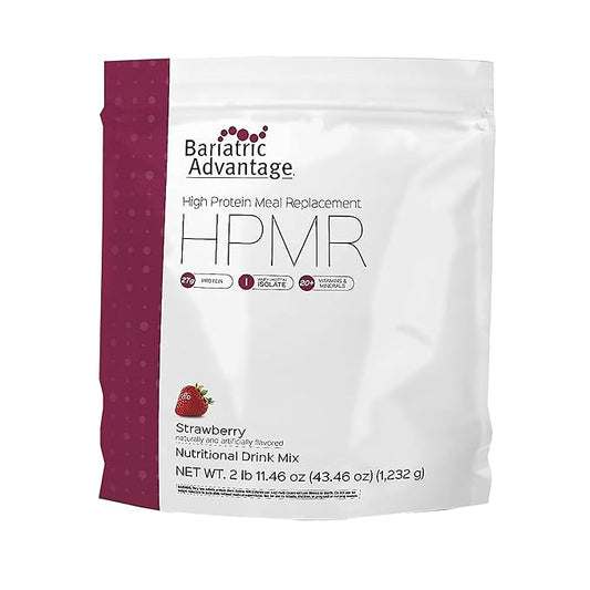 Bariatric Advantage High Protein Meal Replacement Drink Mix, Protein Powder Whey Isolate for Gastric Bypass and Sleeve Gastrectomy Patients, 27g Protein, Lactose Free - Strawberry - 28 Servings
