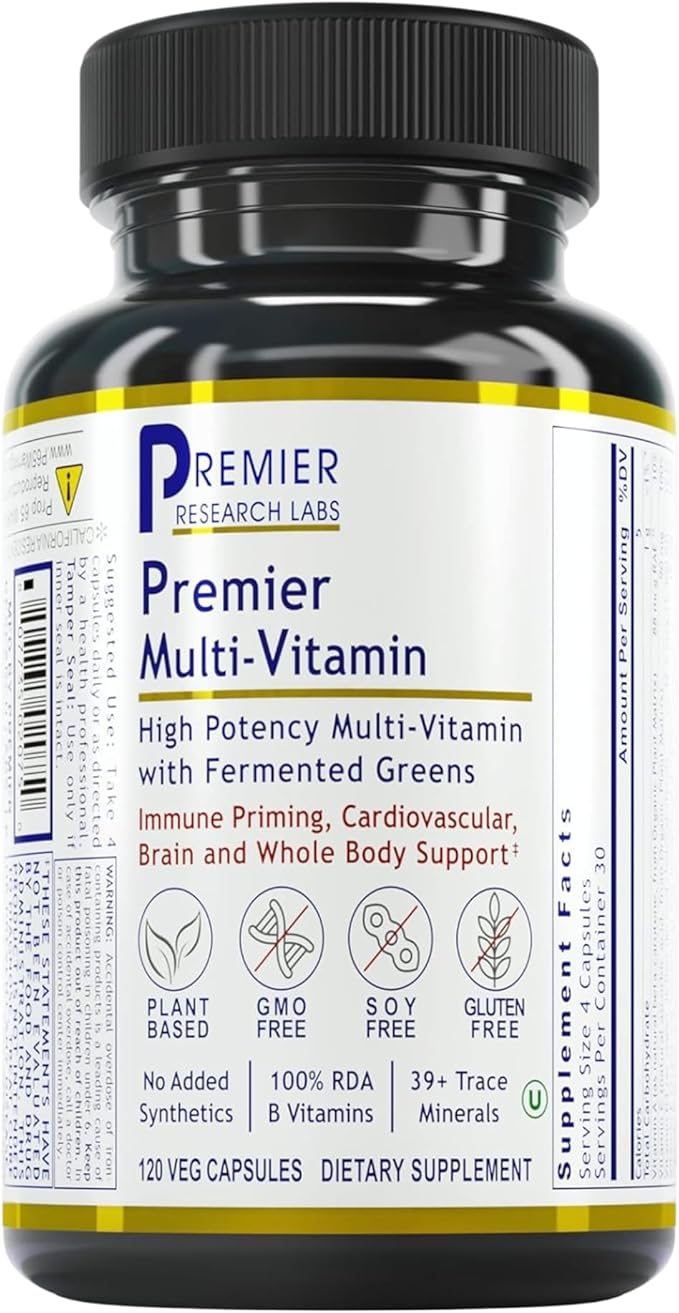 Premier Research Labs Multi-Vitamin: Immune, Brain & Heart Support | with Prebiotics and Postbiotics | Vegan Capsules for Men & Women. Gluten & Soy Free - 120 Plant-Sourced Capsules
