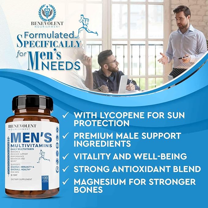 Multivitamin for Men - Supports Energy & Overall Health - Essential Daily Vitamins for Men, Biotin, Magnesium, Zinc & Antioxidant for Immune Health - Non-GMO Men Multivitamin Supplement, 120 Caps