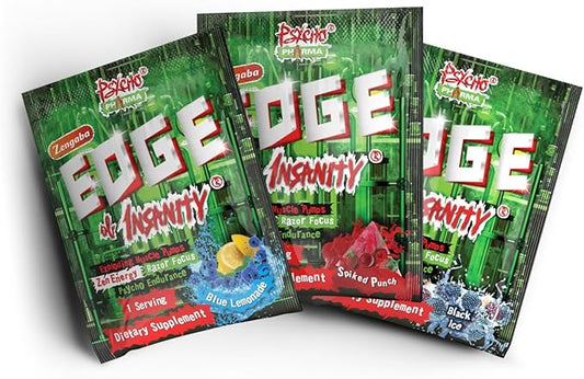 Psycho Pharma Strongest High Stim Preworkout Powder - Edge of Insanity - Most Intense Pre Workout Supplement for Pumps, Strength, Energy and Feel Good Focus. Rivals Famous PWOs of The Past