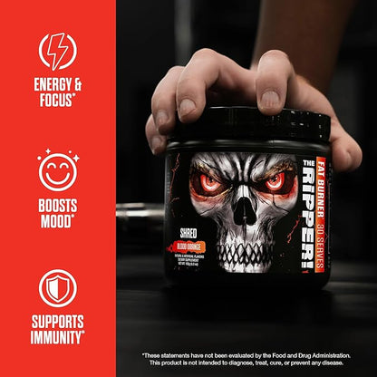 JNX SPORTS The Ripper! Shredding Thermogenic Fat Burner - Dark Grape 30 Servings | Advanced Fast Acting Thermogenic Pre-Workout, Appetite Suppressant for Men & Women