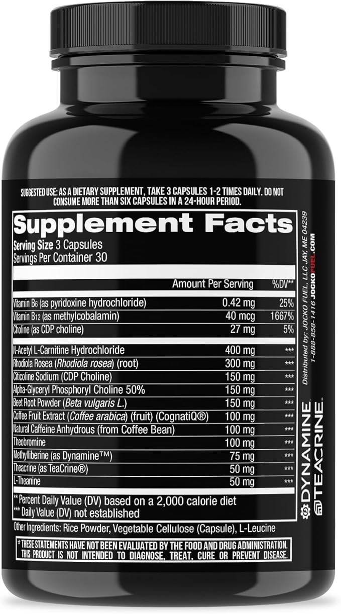 Jocko Fuel Discipline GO Brain Booster - Nootropic Dietary Supplements for Memory & Focus - PreWorkout Energy & Focus Supplement (90 Capsules)