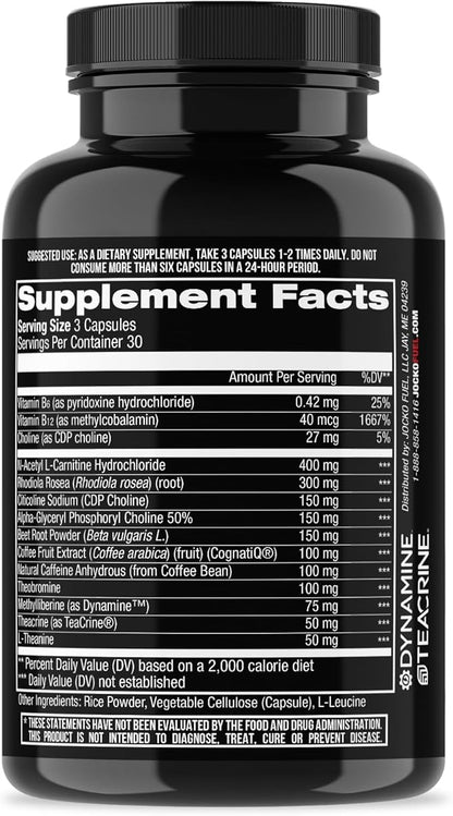 Jocko Fuel Discipline GO Brain Booster - Nootropic Dietary Supplements for Memory & Focus - PreWorkout Energy & Focus Supplement (90 Capsules)
