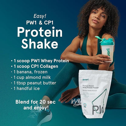 Puori Whey Protein Powder - Dark Chocolate - PW1 Pasture Raised, Grass-Fed & Non-GMO - 100% Natural and Pure for Muscle Growth - 21g Protein 1.98lbs - Gluten-Free