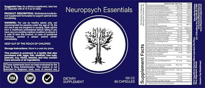 Neuropsych Essentials Brain Support Supplement, Boosts Cognitive Performance & Healthy Brain Function - Neuroprotective Formula by Dr. Justin Lapollo, Multivitamin/Multimineral, 60 Capsules