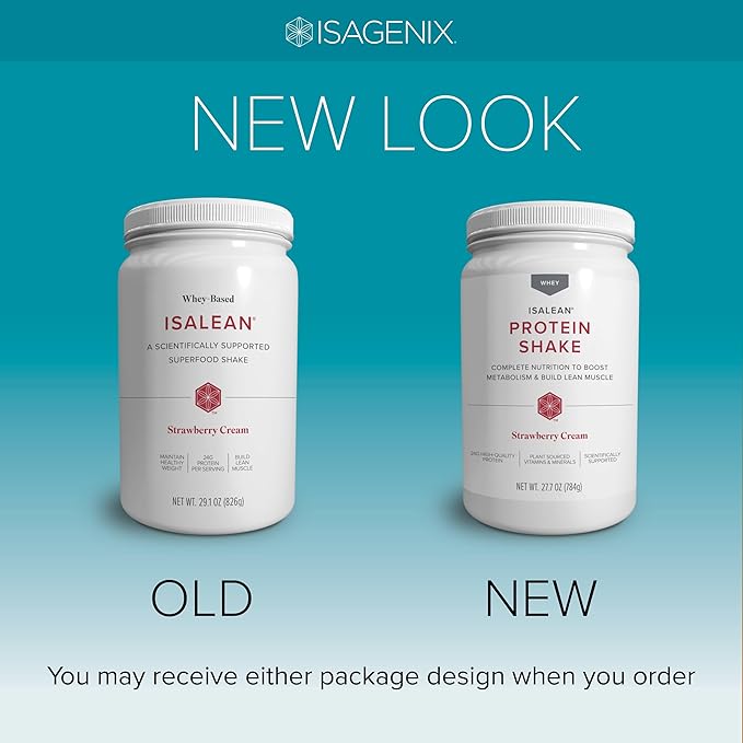 Isagenix IsaLean Shake - Meal Replacement Protein Shake Supports Healthy Weight & Muscle Growth - Protein Powder Enriched with 23 Vitamins - Strawberry Cream, 29.1 Oz (14 Servings)
