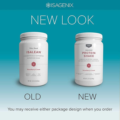 Isagenix IsaLean Shake - Meal Replacement Protein Shake Supports Healthy Weight & Muscle Growth - Protein Powder Enriched with 23 Vitamins - Strawberry Cream, 29.1 Oz (14 Servings)