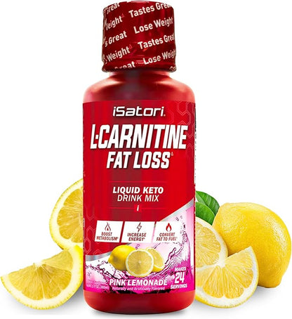 iSatori L-Carnitine 1500, Liquid L-Carnitine with Acetyl L-Carnitine, L-Carnitine L-Tartrate, Stimulant Free Pre Workout, No Calories, Sugar, Gluten, Keto-Friendly, Pink Lemonade (24 Servings)