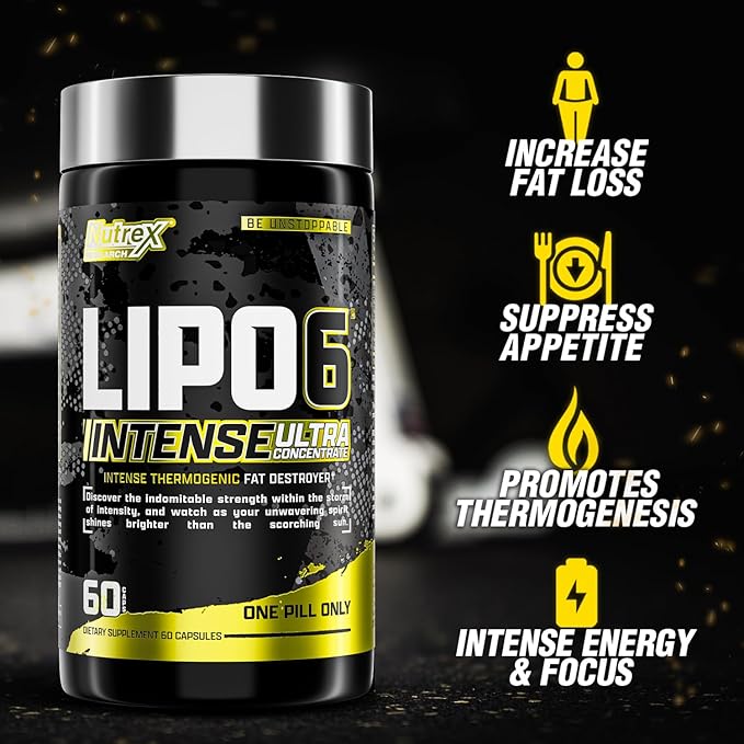 Nutrex Research Lipo-6 Black Intense Ultra Concentrate | Intense Thermogenic Fat Burner - Weight Loss Supplement | 60 Diet Pills (Pack of 2)