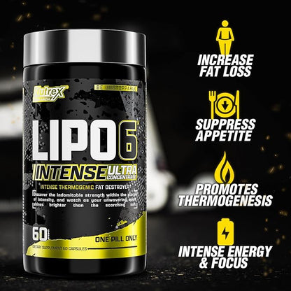 Nutrex Research Lipo-6 Black Intense Ultra Concentrate | Intense Thermogenic Fat Burner - Weight Loss Supplement | 60 Diet Pills (Pack of 2)