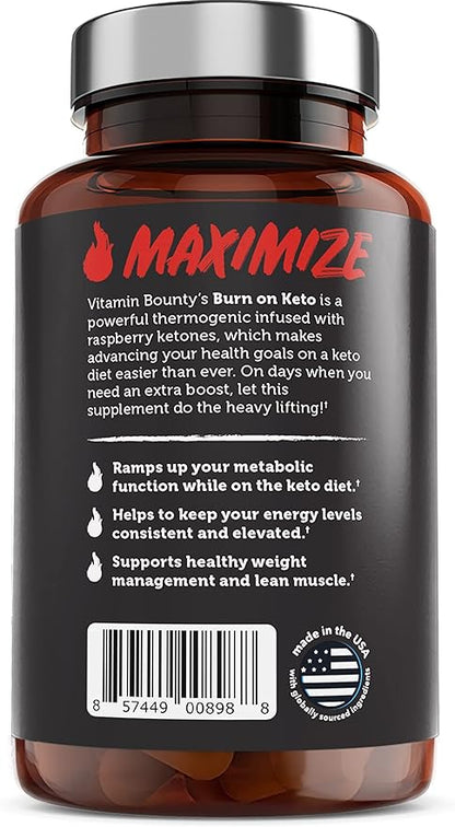 Vitamin Bounty Burn On Keto Multivitamin – Keto-Specific Nutritional Support with Magnesium, Potassium, and MCT for Energy, Cramp Relief, and Nutrient Optimization - 60 Capsules