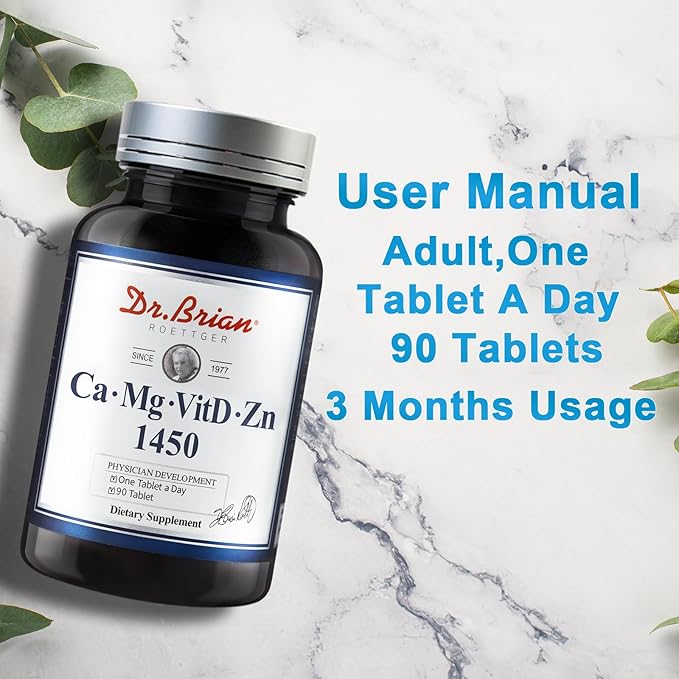 Dr. Brian Calcium Supplement Supports Bone Strength, Calcium Magnesium Zinc with Vitamin D3 & Multiminerals Help Joint Teeth Health, Magnesium Supplement, Non-GMO, Soy and Gluten Free (90 Tablets)