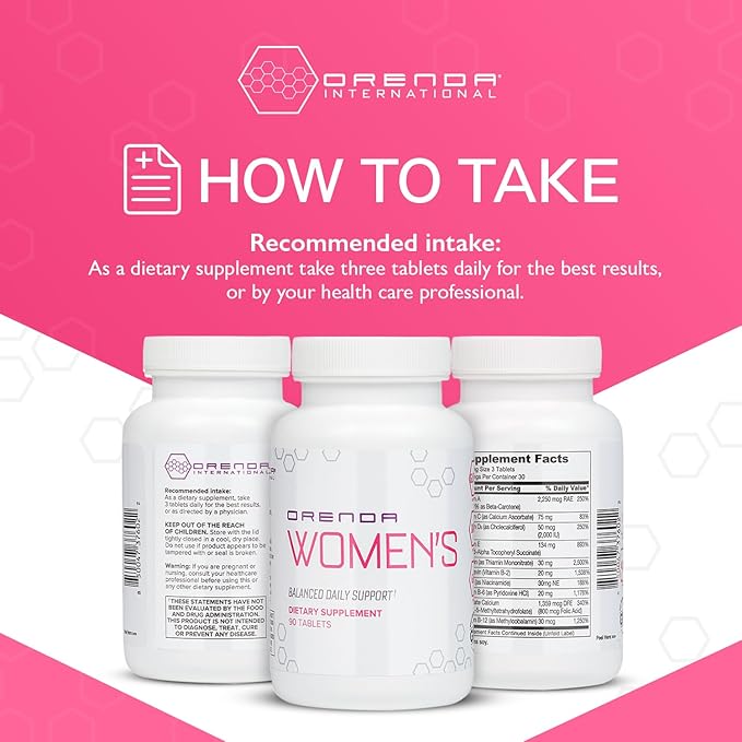 Orenda Womens Multivitamin- Holistic Wellness for Women | with O-Harmony Blend, Dong Quai, Black Cohosh, and More! | Vitamins, Minerals, Hormonal Balance, Immune Support & Heart Health - 90 Tablets