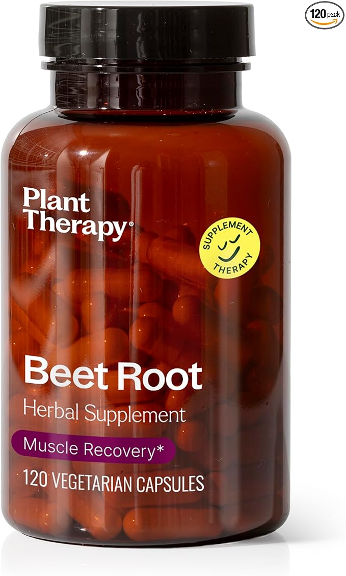 Plant Therapy Beet Root Herbal Supplement Capsules, Boosts Stamina & Fights Fatigue, Great for Muscle Recovery & Cardiovascular Health, 120 Vegetarian Capsules (4 Month Supply), Made in The USA