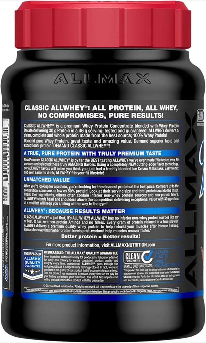 ALLMAX Nutrition AllWhey Classic 100 Whey Protein Chocolate 2 lbs 907 g