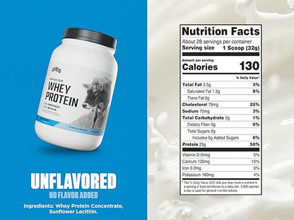 Levels Grass Fed Whey Protein Powder, No Artificials, 25G of Protein, Unflavored, 2LB