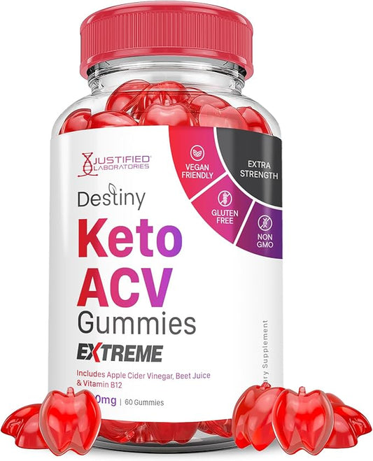 Destiny Keto ACV Gummies Extreme 2000MG Destiny Keto Gummies Advanced Formula Apple Cider Vinegar with Pomegranate Beet Juice Powder B12 Vegan Non GMO 60 Gummys