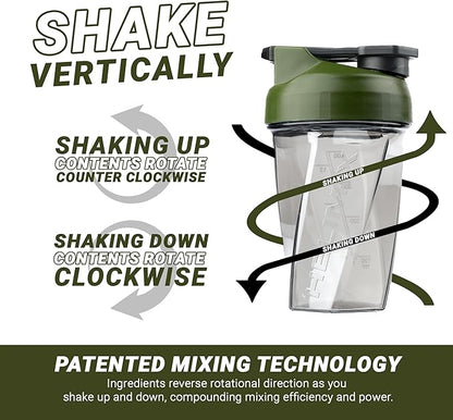 HELIMIX 1.5 Vortex Blender Shaker Bottle Holds Upto 20oz | No Blending Ball or Whisk | USA Made | Portable Pre Workout Whey Protein Drink Shaker Cup | Mixes Cocktails Smoothies Shakes | Top Rack Safe