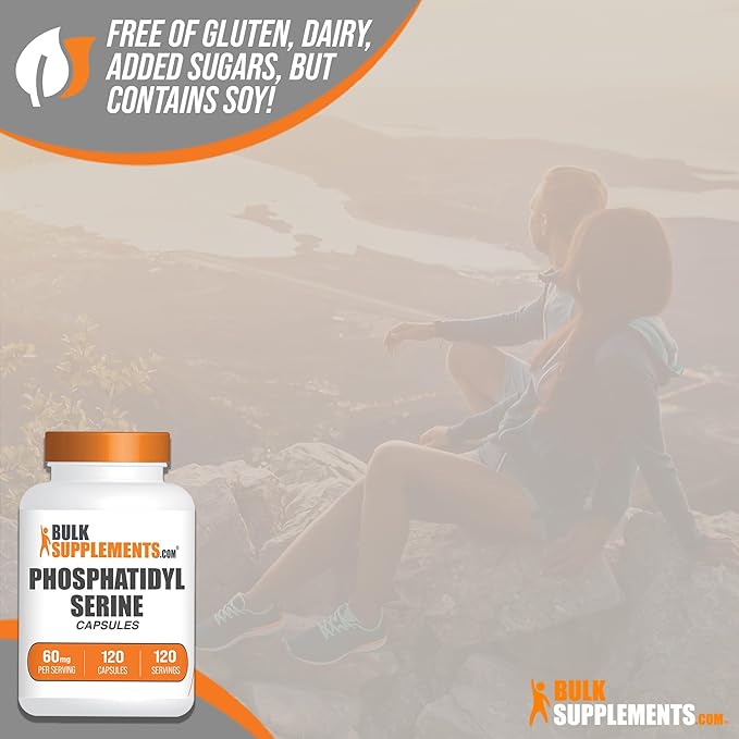 BulkSupplements.com Phosphatidylserine Capsules - Phosphatidylserine Supplement, Sourced from Soy - 60mg per Capsule, Gluten Free - 1 Capsule per Serving, 120 Capsules (Pack of 1)