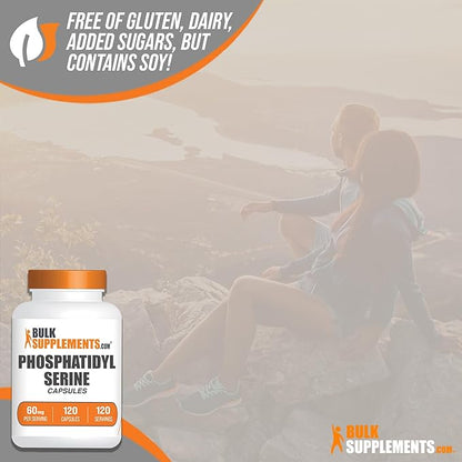 BulkSupplements.com Phosphatidylserine Capsules - Phosphatidylserine Supplement, Sourced from Soy - 60mg per Capsule, Gluten Free - 1 Capsule per Serving, 120 Capsules (Pack of 1)