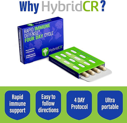 HybridCR Rapid Immune Support Supplement Pharmacist Formulated Natural Herbal Formula to Immunity Boost Response Gluten-Free Natural Cold Remedy | 12 Capsules in 4 Day Dose Pack
