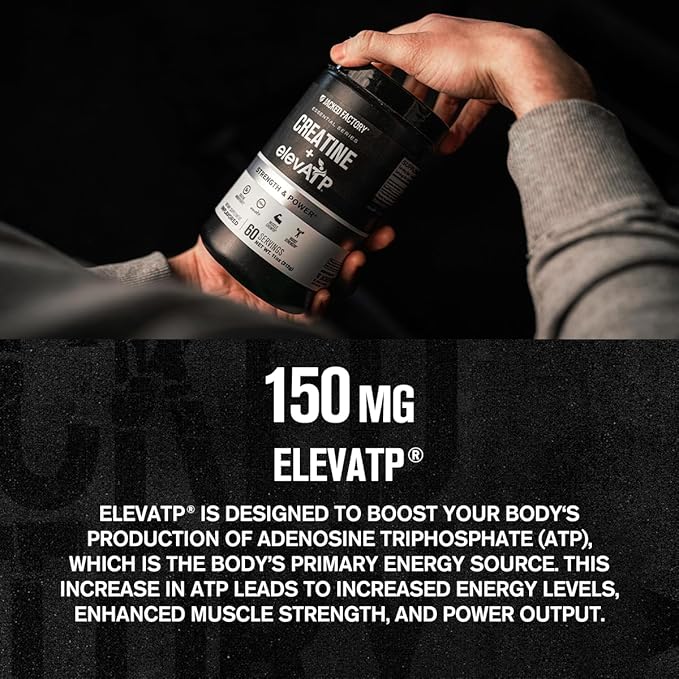 Creatine + ElevATP - Creatine Monohydrate Powder for Muscle Growth, Increased Strength, Enhanced Energy Output, with ElevATP for Sustained Energy & Endurance - 60 Servings, Unflavoured