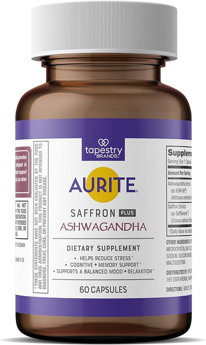Saffron Ashwagandha Supplement | Stress Management, Mood Support, Long-Term Memory, for Women & Men. 60 Count, Vegetarian Friendly, Non-GMO, Gluten-Free, Soy-Free (2 Months of Supply)
