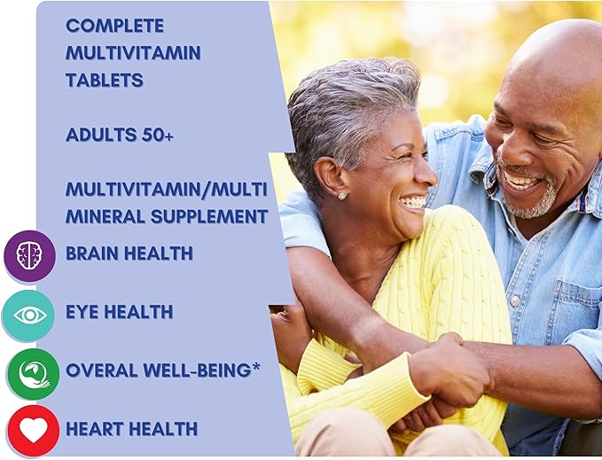 Equate Adult 50+ One Daily Complete Multivitamin Multimineral Supplement Tablets, Healthy Brain* - Compare to Centrum Silver, 125 Pills (Pack of 1)