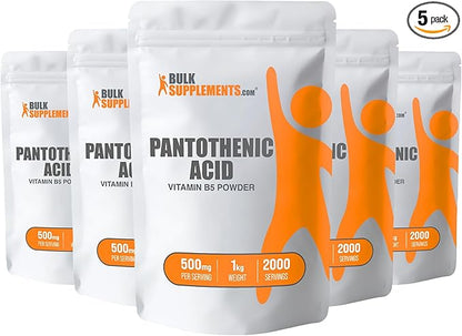 BulkSupplements.com Vitamin B5 Powder - as Calcium Pantothenate, B5 Vitamins - Gluten Free, 500mg of Vitamin B5 Pantothenic Acid per Serving, 5kg (11 lbs) (Pack of 5)