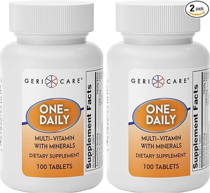 GeriCare One-Daily Multi-Vitamin & Minerals, Dietary Supplement Tablets, 100 Count (Pack of 2)
