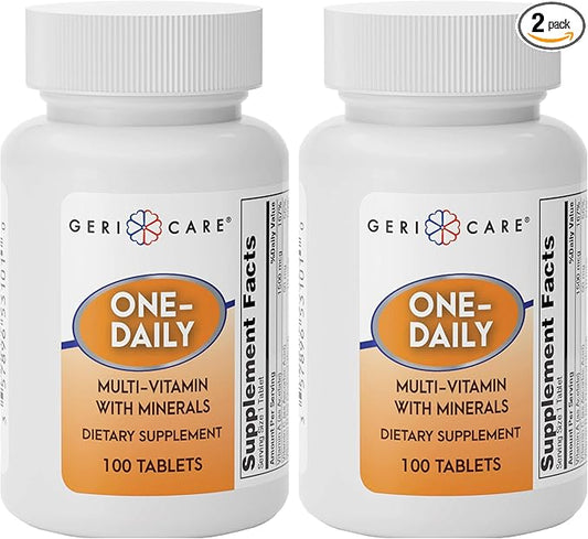 GeriCare One-Daily Multi-Vitamin & Minerals, Dietary Supplement Tablets, 100 Count (Pack of 2)