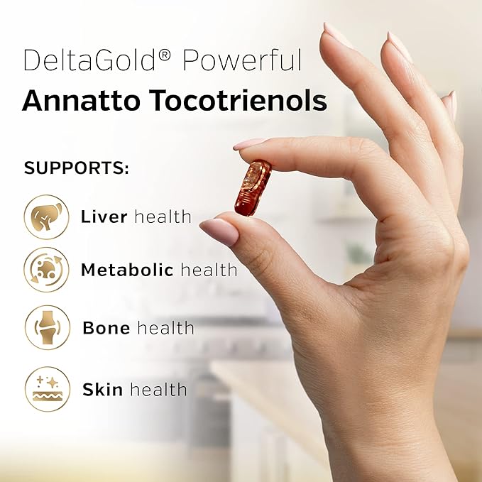 Sunergetic Premium Annatto Tocotrienol Supplement – with DeltaGold – Tocotrienols Vitamin E 300 mg – Supports Liver, Immune & Heart Health - Delta + Gamma Tocotrienols (30 Liquid Capsules)