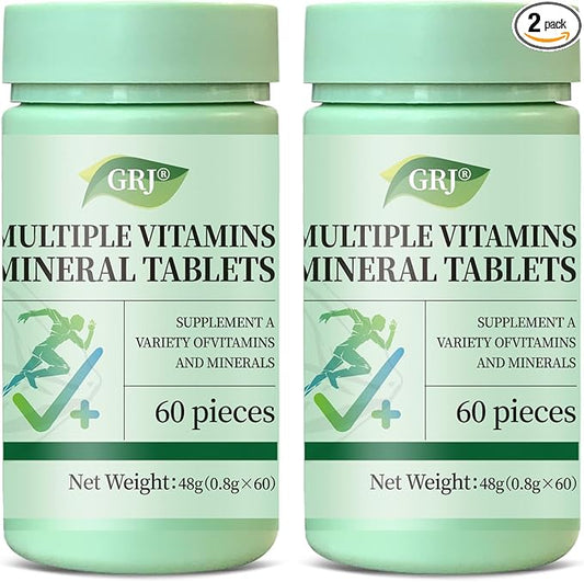 GRJ Multivitamin - A Daily multivitamin and multimineral Supplement for Men and Women That boosts Energy, Focus and Performance. Complex Vitamin B Group, C, D, E, zinc, Selenium, etc. Sixty Pieces