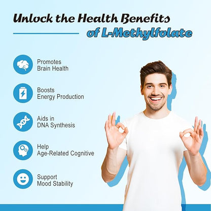 L-Methylfolate 15mg Gummies, Methylated Multivitamin with Methylated B12, Active 5-MTHF Form, Supports MTHFR Mutation, Methylation, Mood & Cognition, Vegan, Cranberry Flavor, 60 Cts