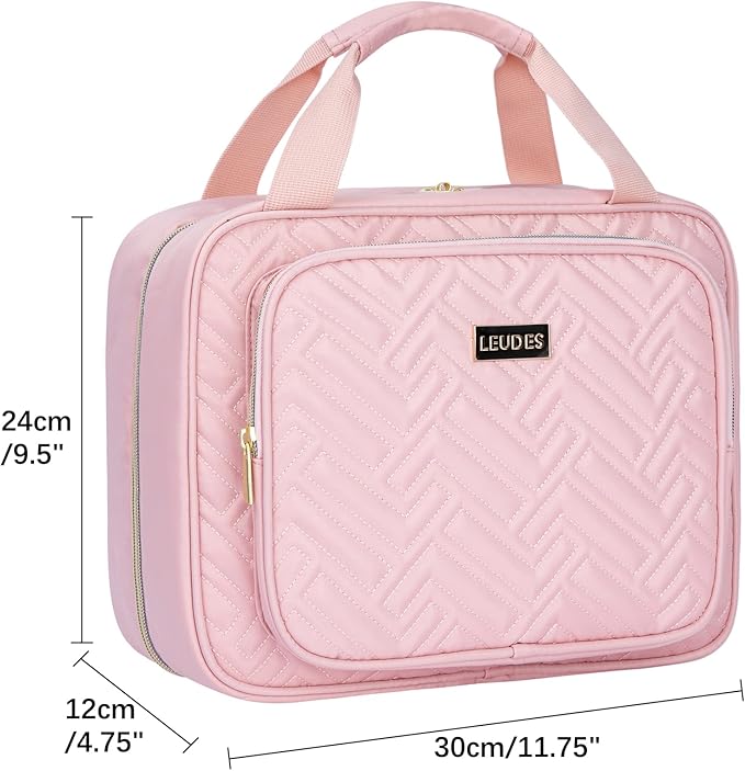 Leudes Travel Pill Bottle Organizer,Medicine Organizer and Storage,Home Medication Bag, Cases,Carrier for Pills,Vitamin,Fish Oil,Supplements for Women and Men (Large, Pink)