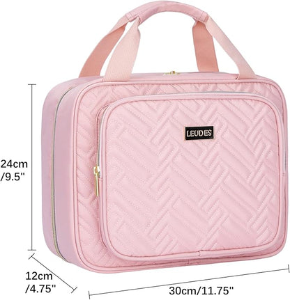 Leudes Travel Pill Bottle Organizer,Medicine Organizer and Storage,Home Medication Bag, Cases,Carrier for Pills,Vitamin,Fish Oil,Supplements for Women and Men (Large, Pink)