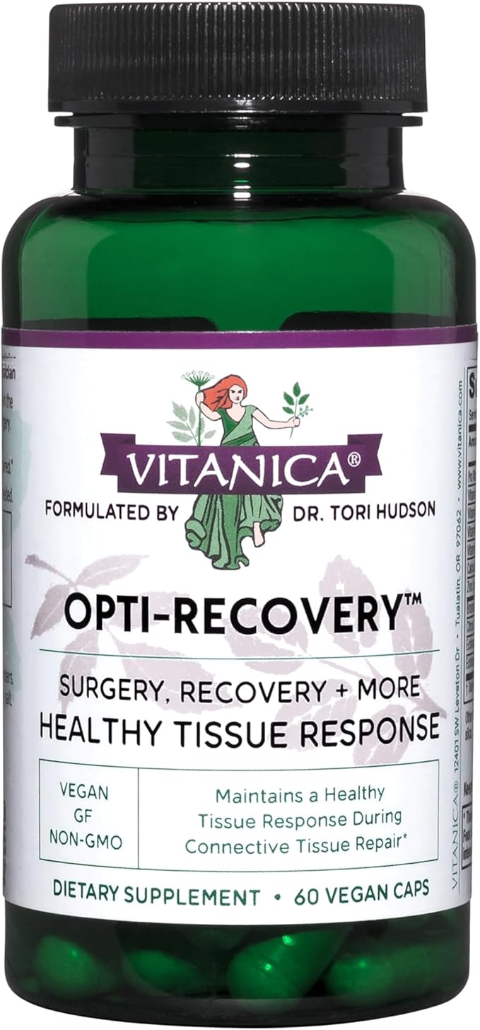 Vitanica Opti-Recovery, Pre & Post Surgery Support, Wound Care, BBL, Tummy Tuck, C Section & Postpartum Vitamin Essentials Healing Support, Scar, Shoulder, Hysterectomy, Breast & Lipo, Vegan, 60 Caps