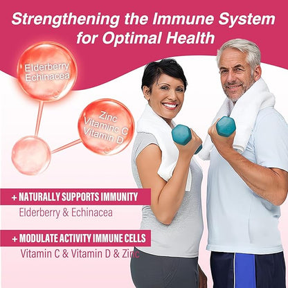 Multivitamin Gummies Daily Immunity Booster, Natural Herbal Elderberry, Echinacea, Turmericm, Vitamin A C, D3 5000IU, E, Zinc, Selenium, Magnesium Support Immune, Cellular Health & Bone Strong, 2 Pack
