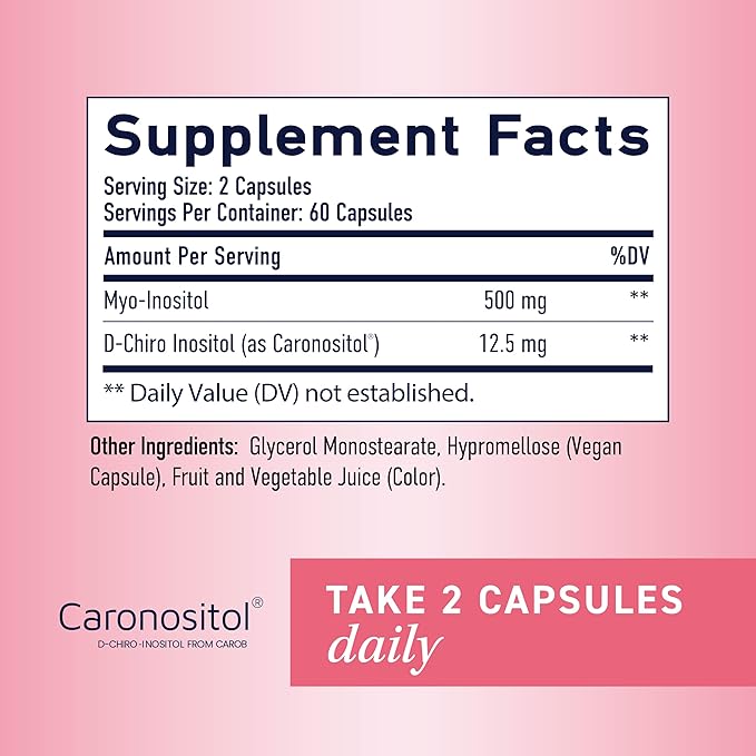 Myo-Inositol & D-Chiro Inositol for Hormone Balance for Women | Microbeadlet Technology to Regulate Menstrual Cycle & Support Ovarian Health | Myo Inositol & D Chiro Inositol | Non-GMO, 120 Capsules
