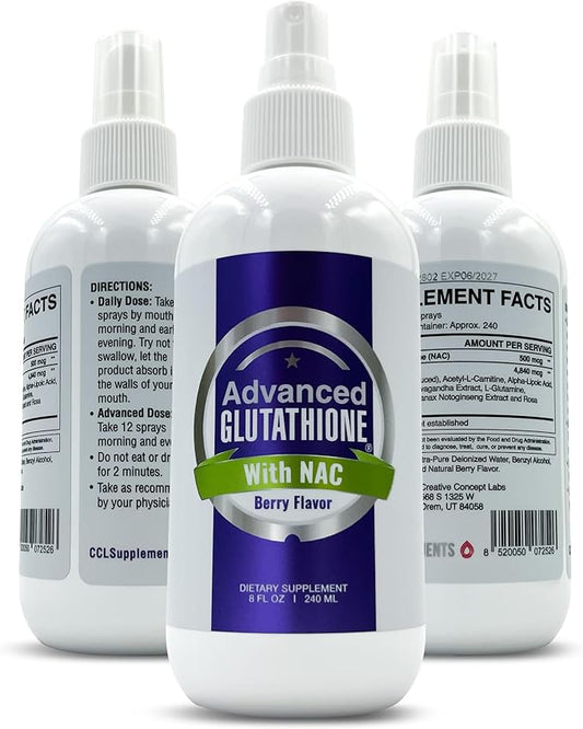 CCL Advanced Glutathione Spray & NAC Supplement, Liquid Glutathione Sublingual, N-Acetyl-cysteine Antioxidant Spray Supports Immune Health - Fresh Flavor, Non-GMO, Vegan, Gluten-Free (240 Servings)