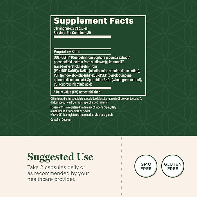 Global Healing Ultimate Cellular Health -NAD Supplement for Women and Men, Cellular Repair, Includes Resveratrol for Anti-Aging, Supports NAD Plus, Alternative to Nicotinamide Riboside- 60 Capsules