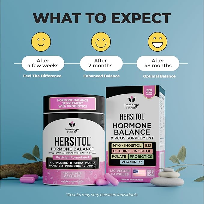 Hormone Balance for Women, PCOS, Ovarian Support, Fertility, Menstrual Cycle | Myo-Inositol & D-Chiro Inositol Supplement 40:1 Ratio With Folic Acid, B12 & Probiotics | Female Vitamins 120 Capsules