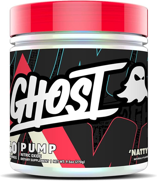 GHOST Pump Nitric Oxide Powder, Natty - 40 Servings - Sugar & Stim-Free Pre-Workout Supplements - L-Citrulline, Arginine Nitrate & L-Glutathione - Soy & Gluten-Free, Vegan