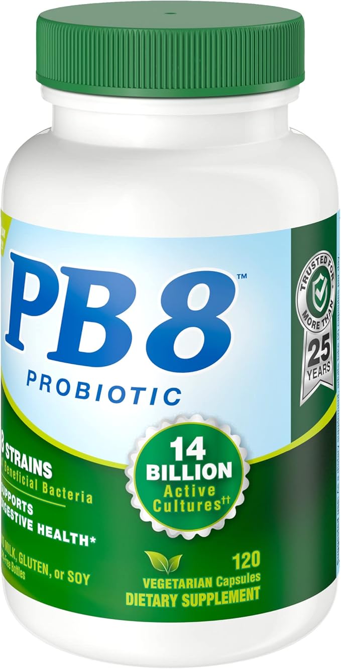 Nutrition Now PB 8 Probiotic Acidophilus for Life* Vegetarian Dietary Supplement for Men and Women, 120 Count (Pack of 2)