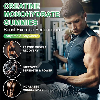 Creatine Monohydrate Gummies 5600mg for Men & Women, 120 CT Chewable Creatine Gummies for Muscle Support, Energy Boost, 5.6g of Creatine Monohydrate per Serving - Sugar Free, Vegan (Lemon Flavor)